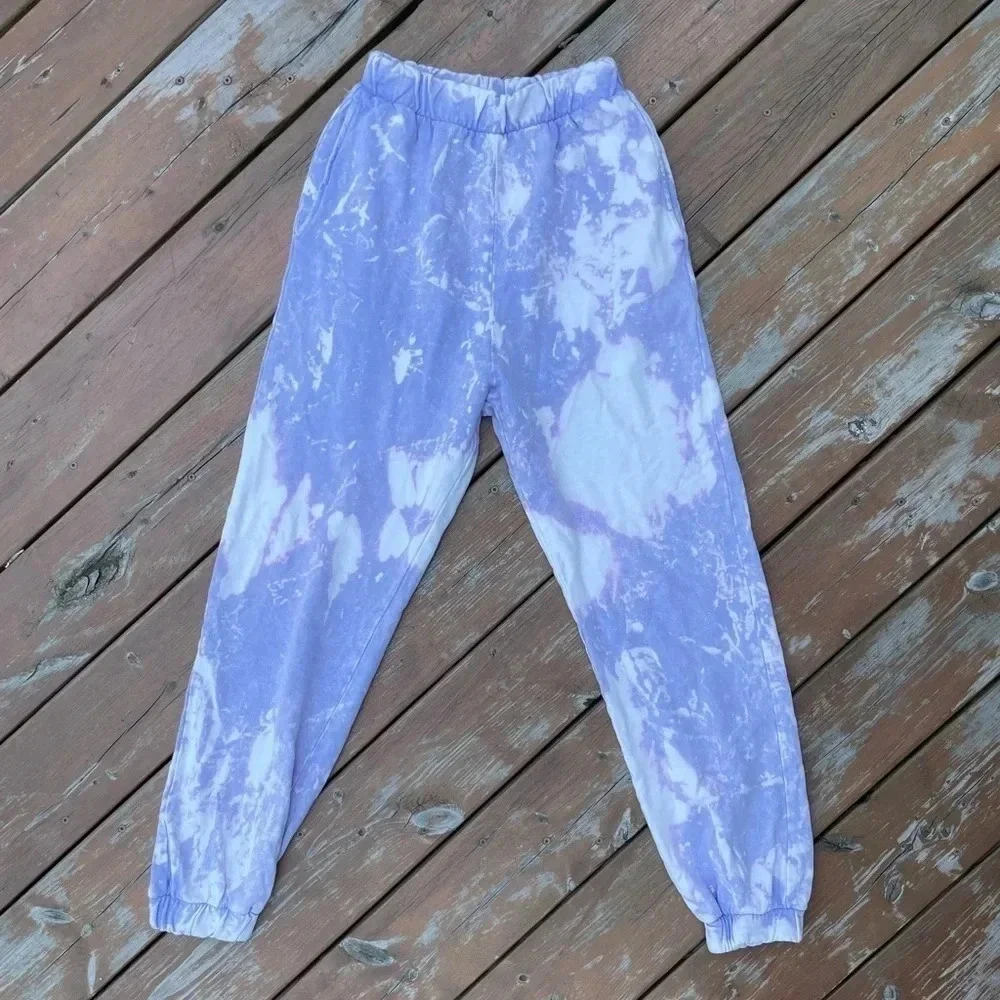 Zara Purple & White Highrise Tie Dye Sweat Pants - Picture 6 of 8